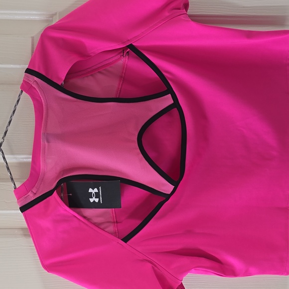 UNDER ARMOUR WOMEN'S FLORESCENT PINK ATHLETIC CROP TOP SIZE XL - Picture 7 of 15